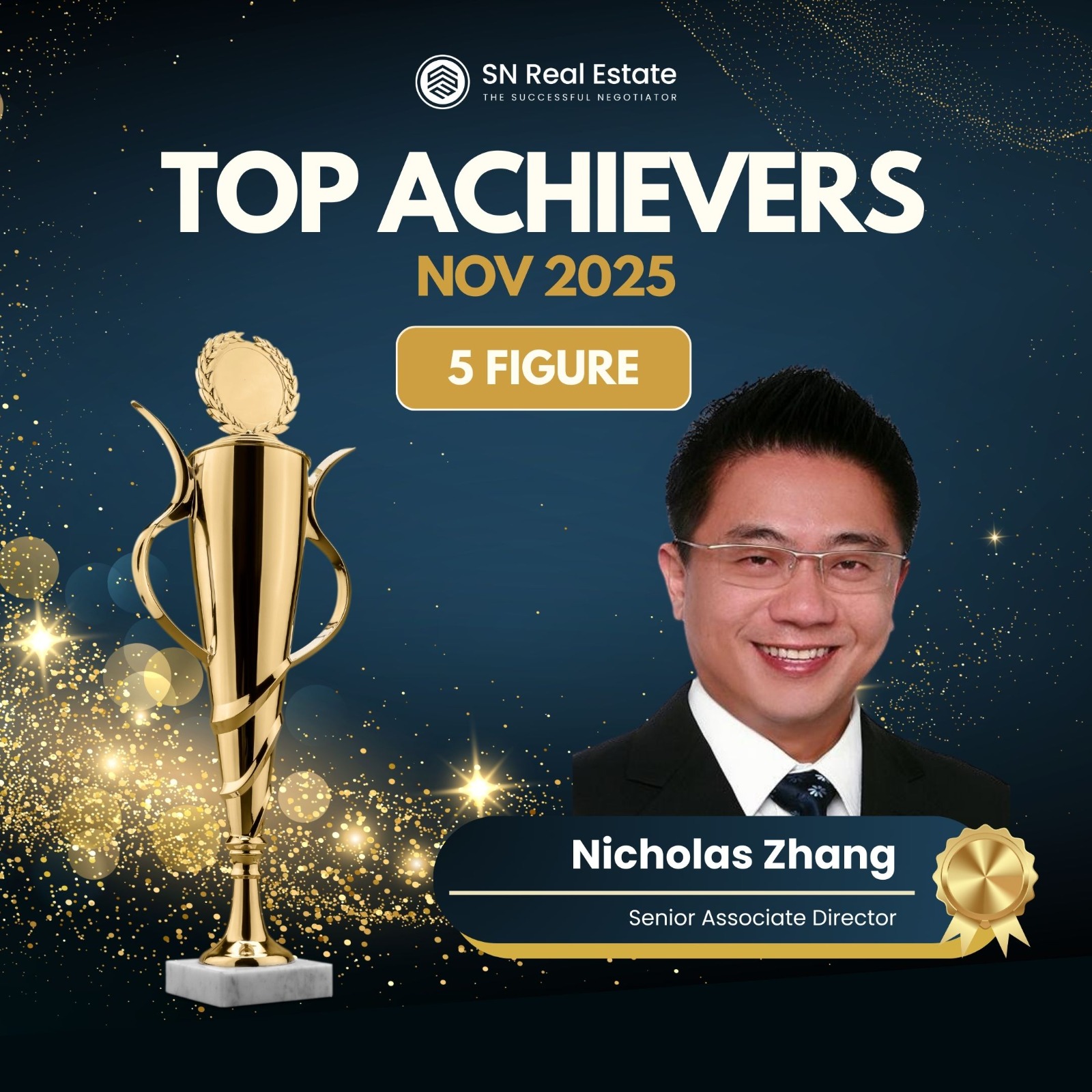 SN Real Estate Top Achievers Nov 2025, 5 Figure: Nicholas Zhang, Senior Associate Director